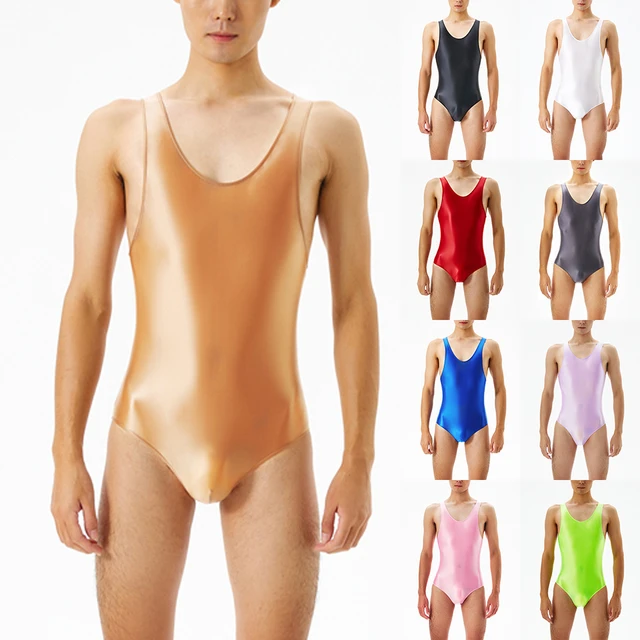 Solid Color Stretchy Men Jumpsuit Sexy Skinny Sleeveless Male Bodysuit  Silky High Elasticity Sleepwear Smooth Underwear - AliExpress