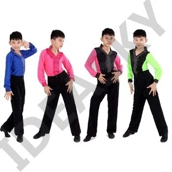 ballroom ragazzo mens white pink dance for boys latin dance shirts men shirt tango children kids top pants with stand collar