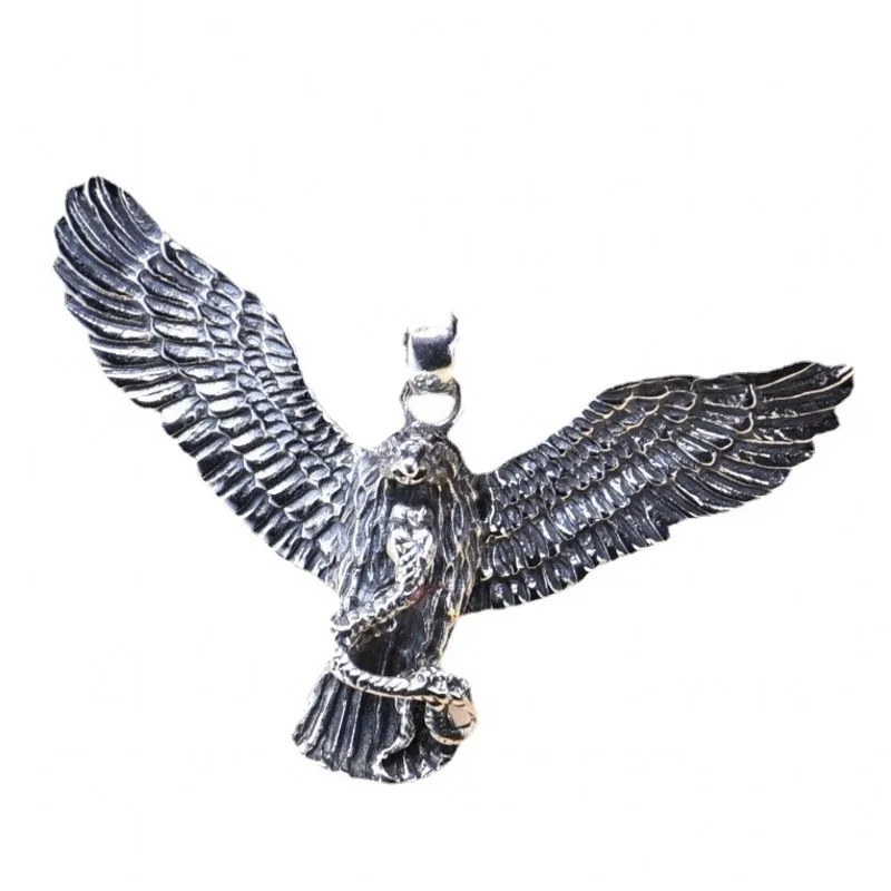 BOCAI S925 Sterling Silver Retro Domineering Punk Hip-hop Eagle Pendant Men's Gift
