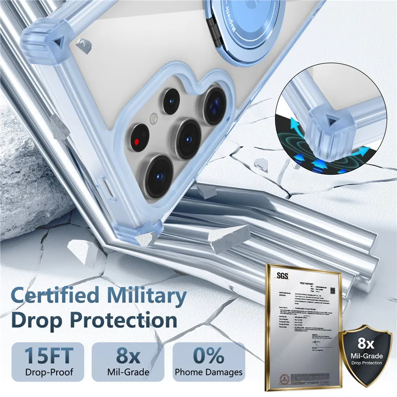 Enhanced Magnetic Clear Case with Wireless Charging Ring Cover
