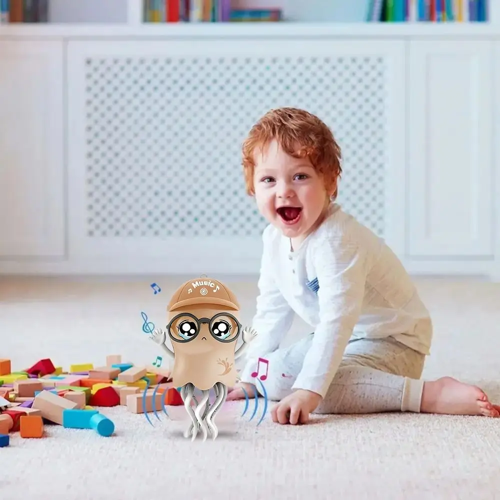 LED 라이트 댄싱 문어 장난감 팔각 발톱 비틀기 기어다니기 춤추기 마법의 춤추는 문어 자동 장애물 회피