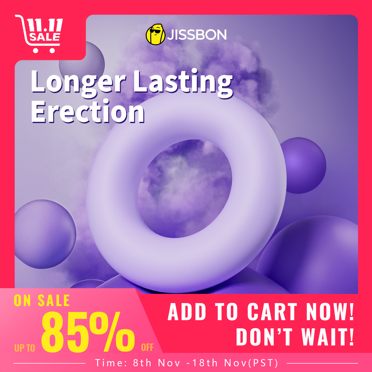 Jissbon G-Ring Penis Ring for Men Enhance Dick Erection Liquid Silicone Cock Sleeve Delay Ejaculation Penetration Male Sex Toys