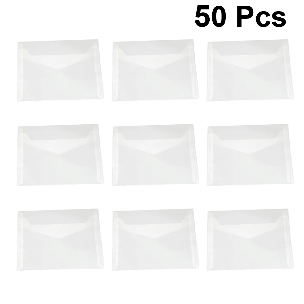 50Pcs Clear Envelope Folder for Postcard Storage Transparent Paper Clear Paper Envelope For Letters Self Seal Envelope Receipe