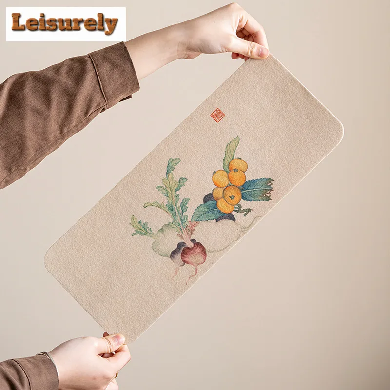 Miscellaneous Vegetables Rectangle Tea Table Mats Luxury Drink Coaster Household Dinner Table Cloth Mat Tea Ceremony Ornaments