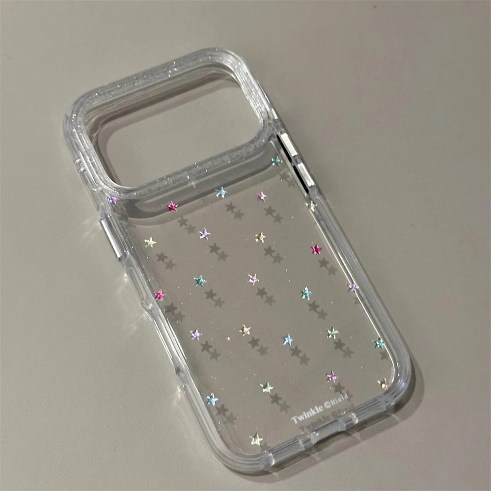 Glitter Shiny Stars Imd Transparent Back Cover for Iphone 17 16 Pro Max 13 14 15 Promax Ins Protector Shockproof Phone Case 3
