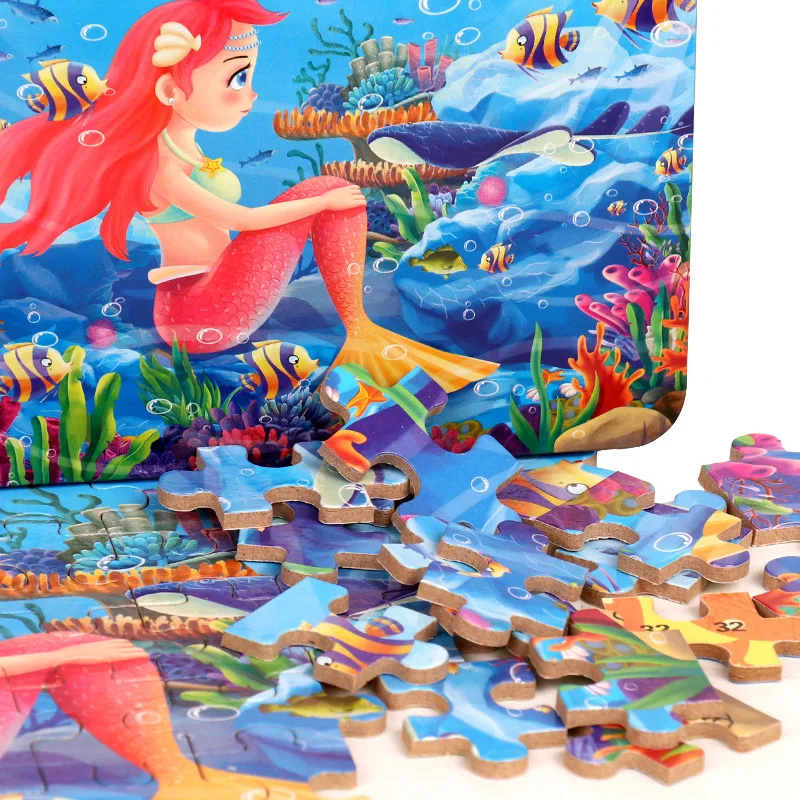 60-Piece Cartoon Puzzle Set with Metal Box - Early Education Animal & Vehicle Theme for Parent-Child Interaction