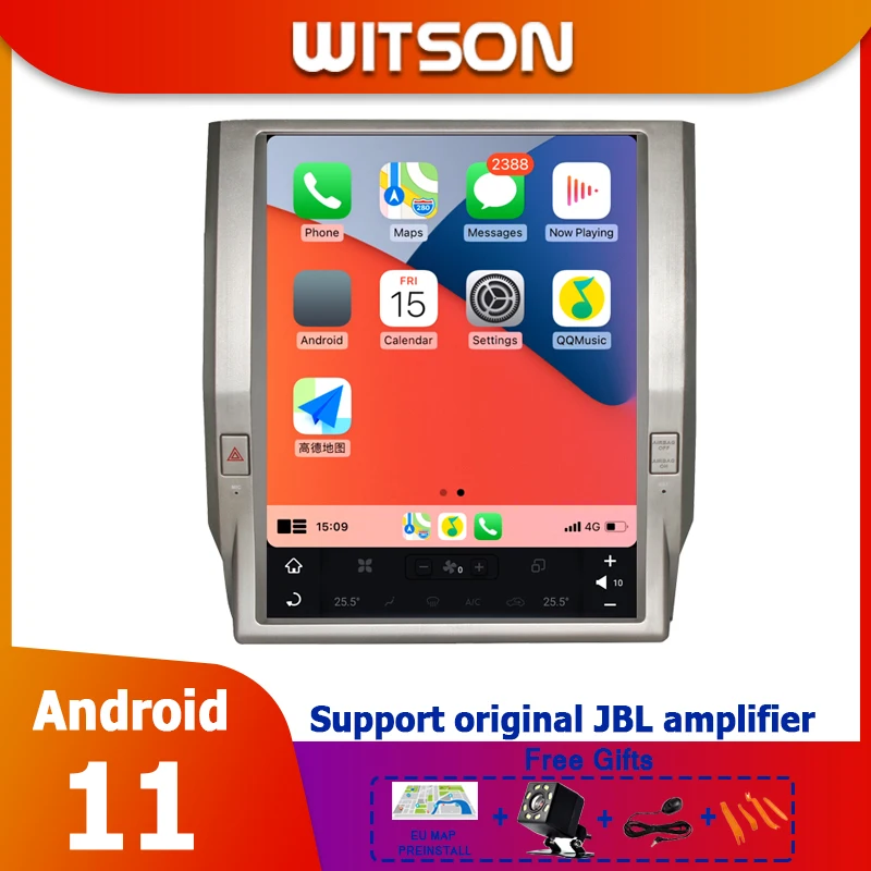 

WITSON радио плеер Carplay + Android Авто вертикальный экран 12 дюймов Автомобильный мультимедийный GPS радио плеер для TOYOTA TUNDRA 2012-2018