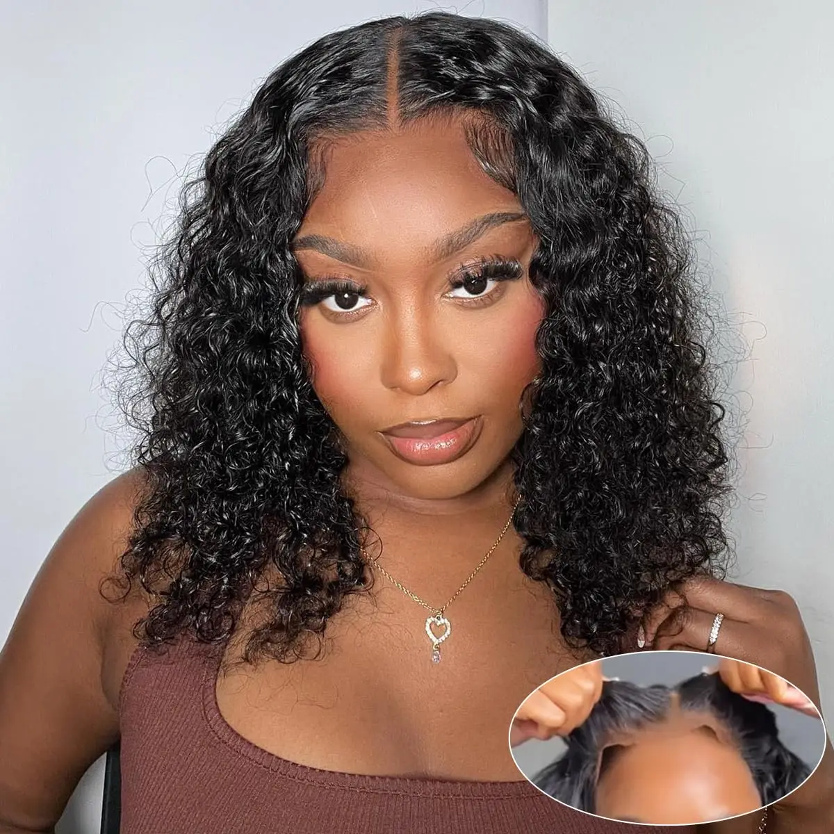

Wear and Go Curly Bob Wigs Human Hair 13x4 HD Lace Front Wig 4x4 Closure Wigs Pre Plucked Glueless Wig Curly Wig for Black Women