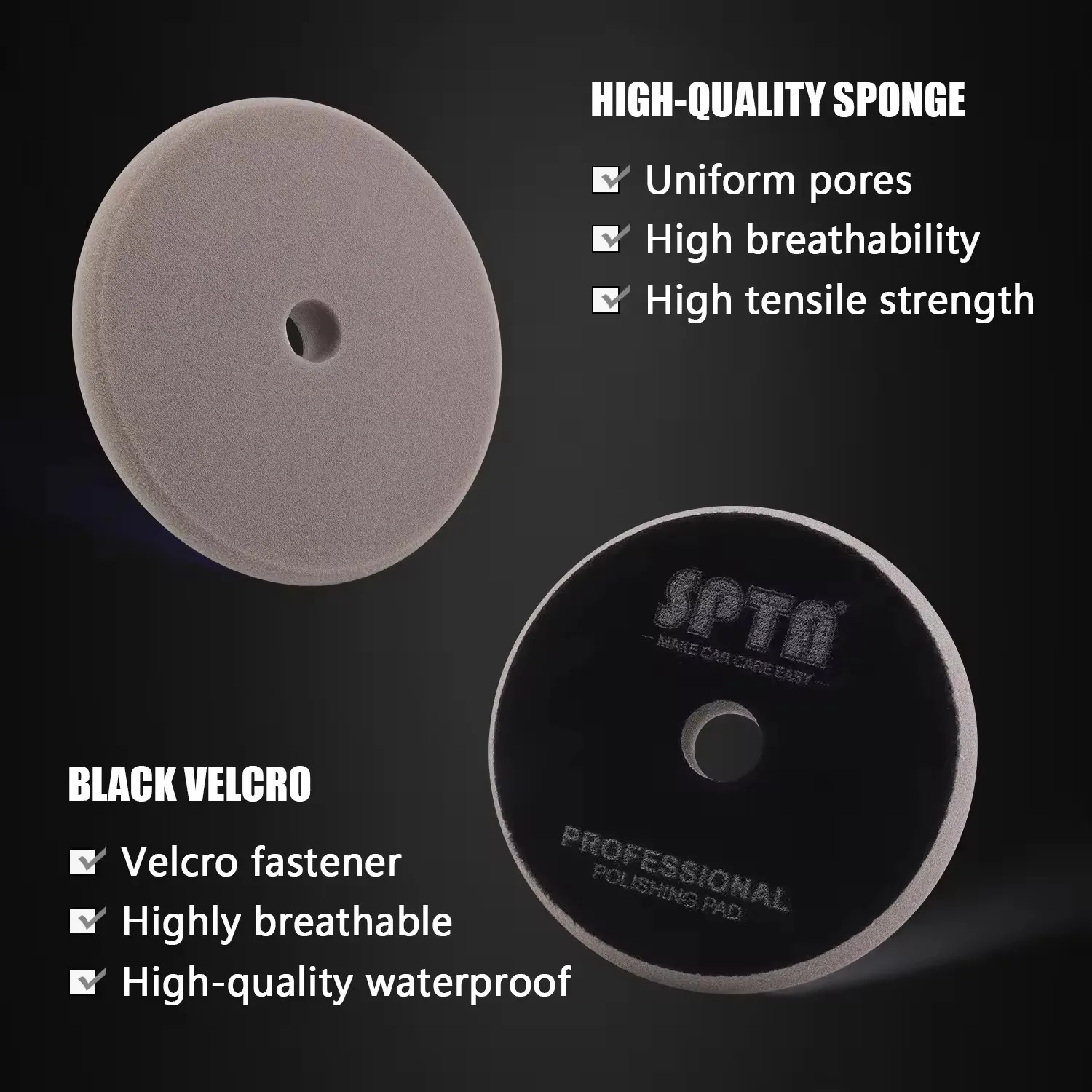 SPTA V2.0 3"(80mm)/5"(125mm)/6"(150mm) Flat Foam Polishing Pad Kit For Car Polisher Compounding Waxing