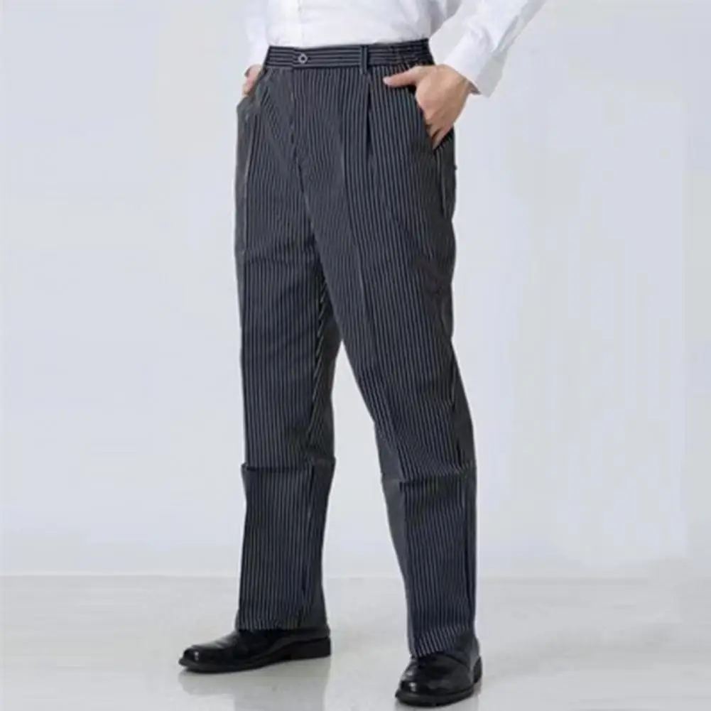 Cook Pants Unisex Chef Pants Elastic Waist Breathable Fabric Secure Pockets for Restaurant Service Cooking Uniforms Loose wide leg pants