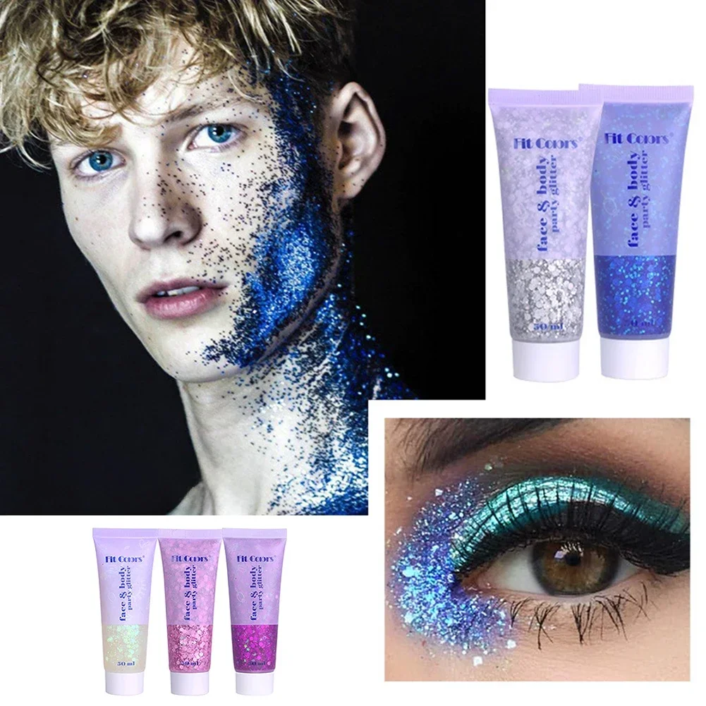 Vibrant 20-Color High Shine Glitter Gel 50ml - Waterproof Sparkling Makeup for Face, Body, Nails, and Hair
