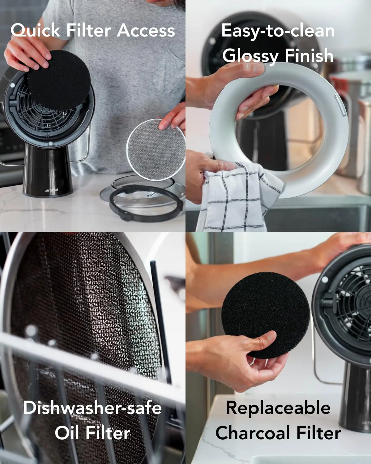 Portable Kitchen Exhaust Fan with 5 Activated Charcoal Air Filter & Stainless-steel Oil Filter  Easy to 4