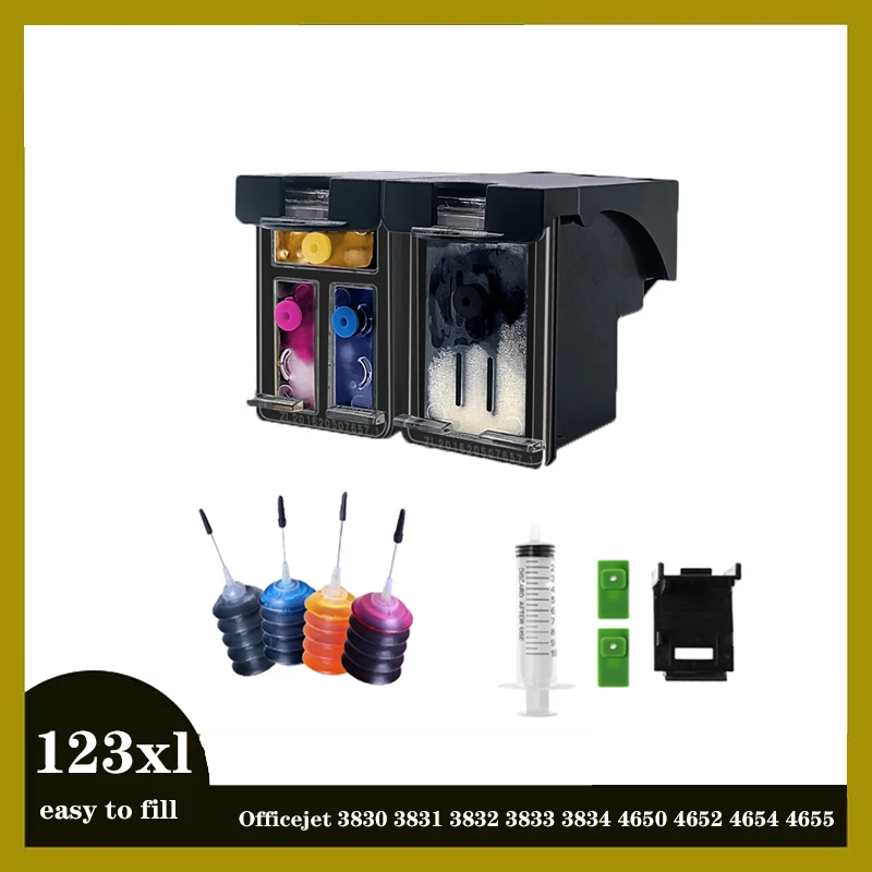 Einkshop Per Hp 123 Xl Cartuccia Di Inchiostro Riutilizzabile Per Hp 123 Officejet 3830 3831 3832 3833 3834 4650 4652 4654 4655 4656 4657
