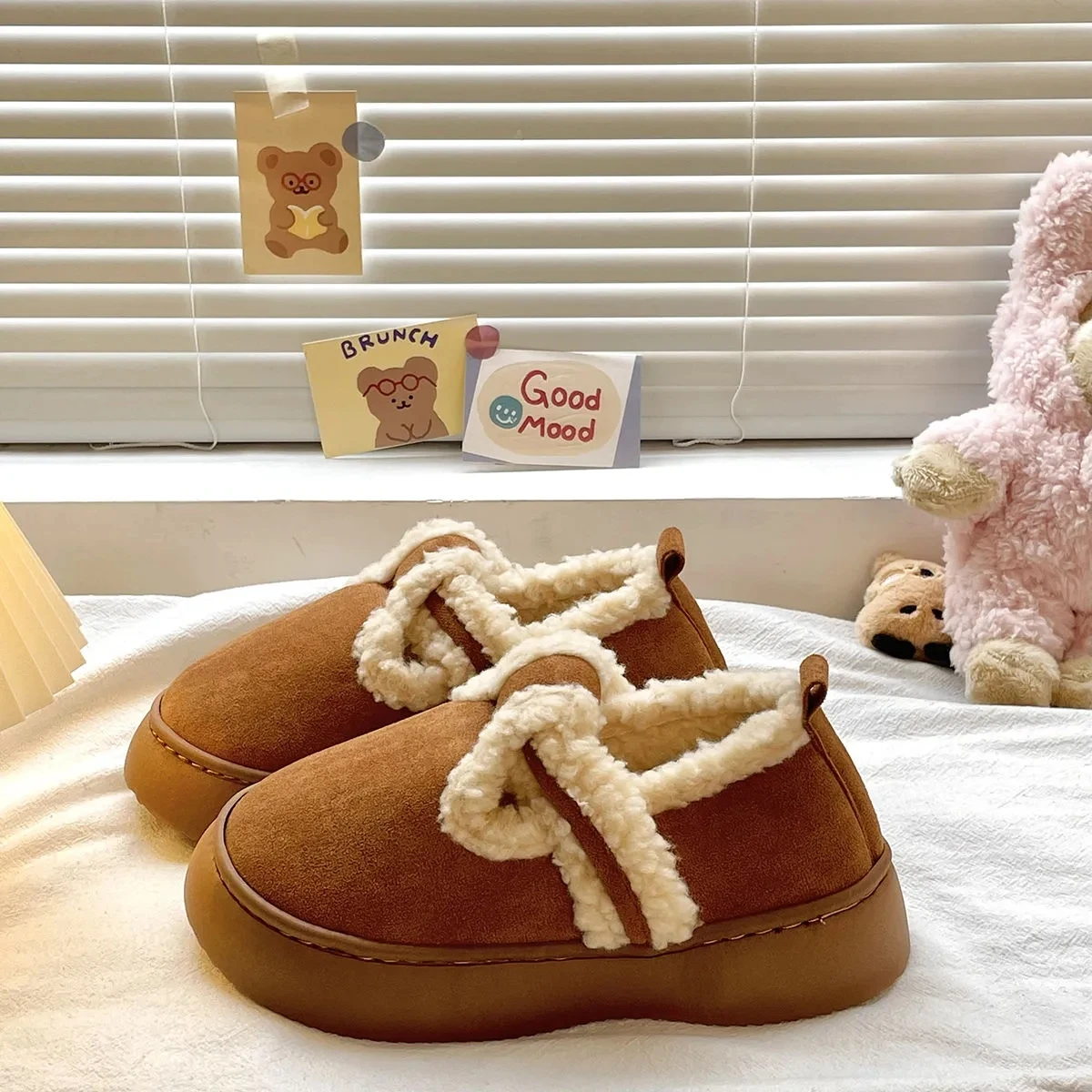 Krijger Meisjes Katoenen Slipper Voor Vrouwen Muiltjes Schoenen Indoor Winter Thuis Warme Pluizige Slippers Bont Katoenen Schoenen Helemaal Verpakt