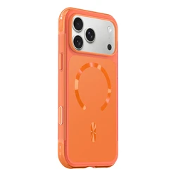 Magnetic Airbag Shockproof Phone Case with Wireless Charging - Matte Hard PC Armor Cover - iPhone 18 (Orange)