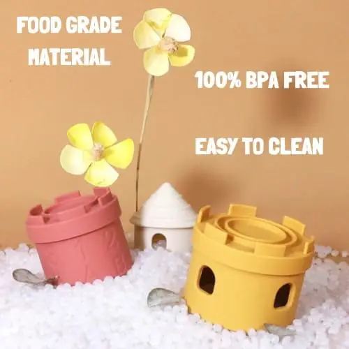 Silicone Stacking Cups Teething Toys for Babies Castle Learning Tower for Infants Toddlers Soft Bath Toy 1-3 Years gift 5Pcs/SET