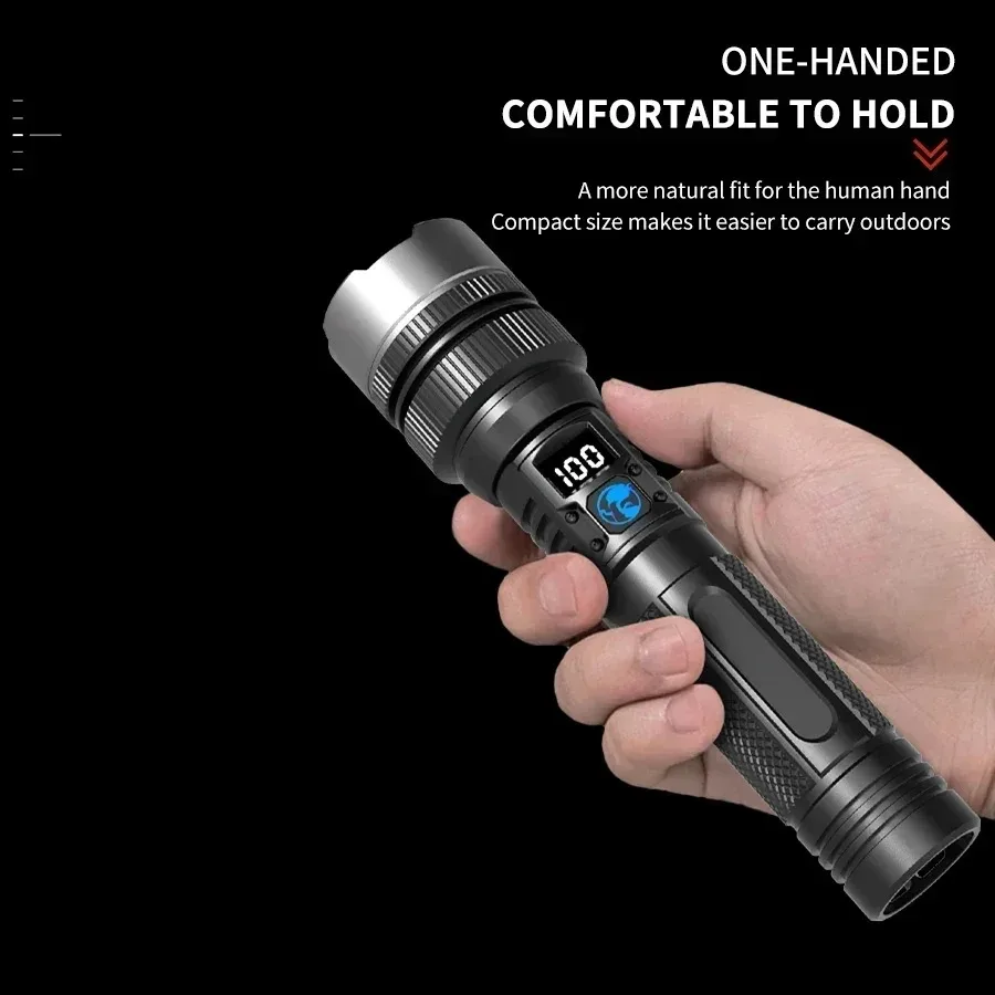 Wiederaufladbare LED-Taschenlampe 100000LM Superhelle Taktische Langstrecken-Taschenlampe Wasserdicht für Outdoor-Camping Angeln Laterne – Detail 36