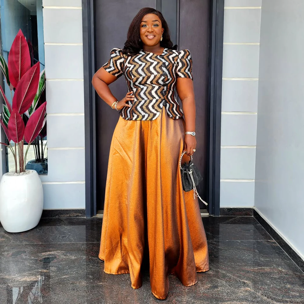 African Clothes for Women 2 PCS Sets Tops And Skirts Suits Dashiki Ankara Turkey Outfit Robe Plus Size Wedding Party Dresses
