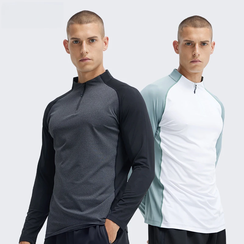 

Quick drying clothes men's long sleeved half zippered training clothes spring and autumn aerobic running and fitness sports top