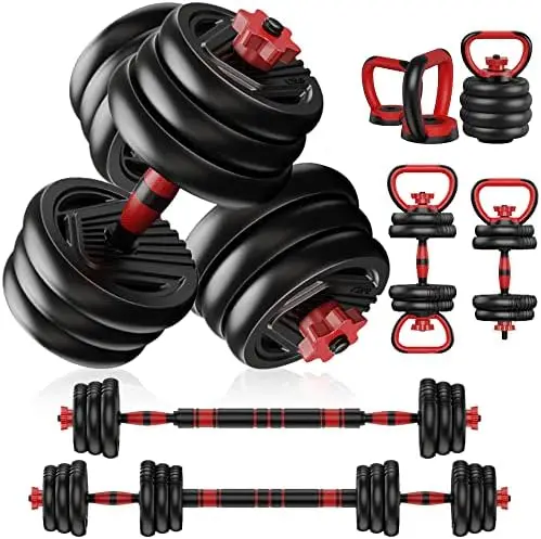 

Adjustable Dumbbell Set - 22/44/66/88LB Free Weights Set with Connector - 4 in1 Weights Dumbbells Set Used as Barbell, Kettlebel