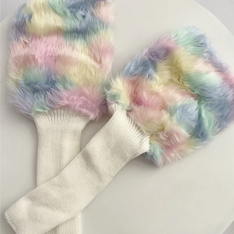 Meiliyizu Jambières Vintage Arc-en-ciel Colorées En Peluche