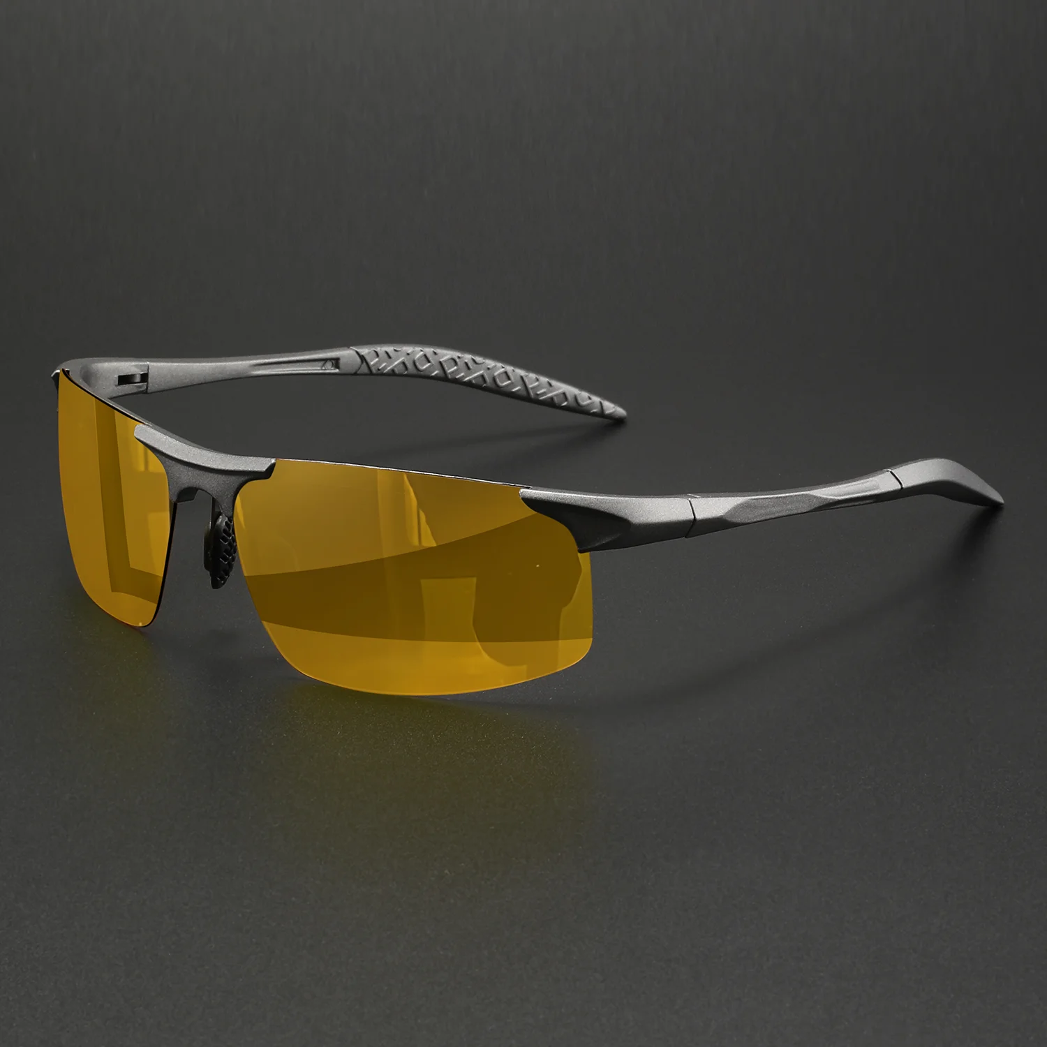 Klassische halbrandlose photochrome polarisierte Sonnenbrille – Federscharniere, UV400 für Autofahren, Angeln und den täglichen Gebrauch – Detail 10