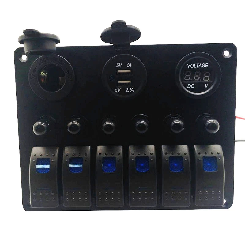 

Водонепроницаемый 6-клавишный тумблер с переключателем, панель для автомобиля, морской лодки, фотовольтметр, алюминиевая панель