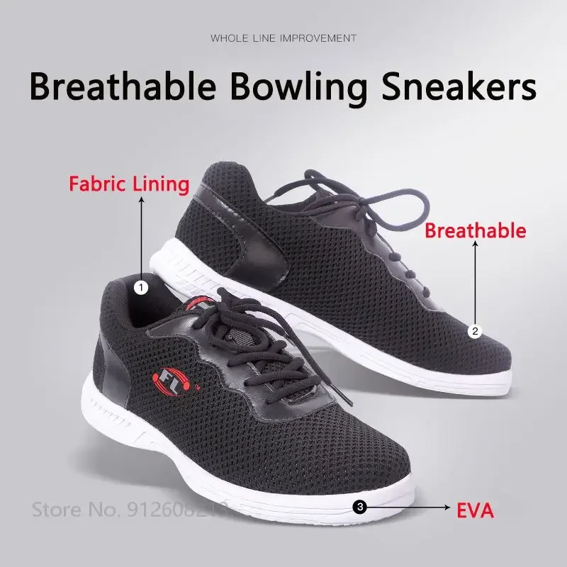 Professional Lightweight Bowling Shoes Fly Kintted Breathable Bowling Sneaker for Men Women Anti-slip Sole Trainer Size 35-46