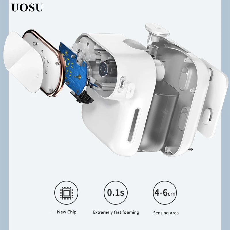 UOSU automatic induction soap dispenser LED foam hand washing machine kitchen infrared sensor dispenser bathroom accessories