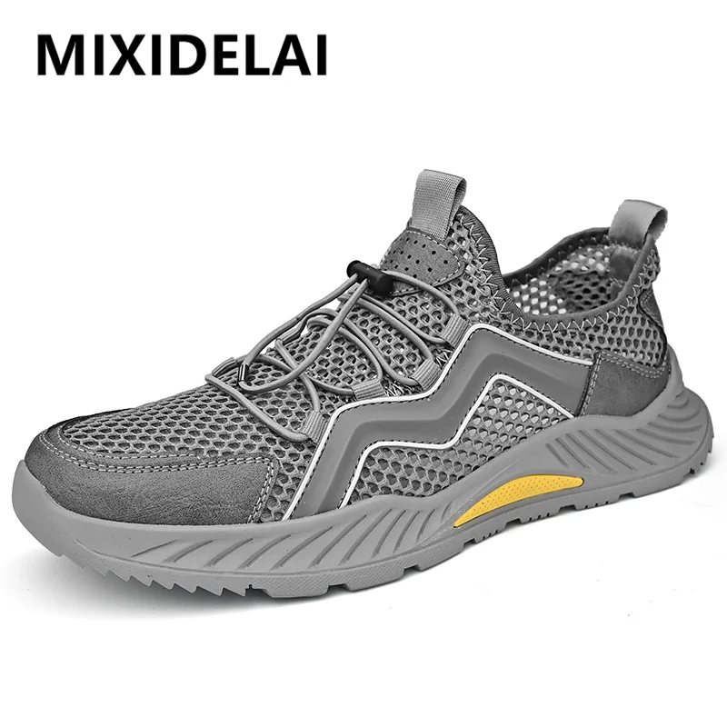 

New Men's Mesh Shoes Breathable Soft Flat Casual Shoes Summer Outdoor Walking Men's Sneakers Comfortable Driving Shoes Plus Size