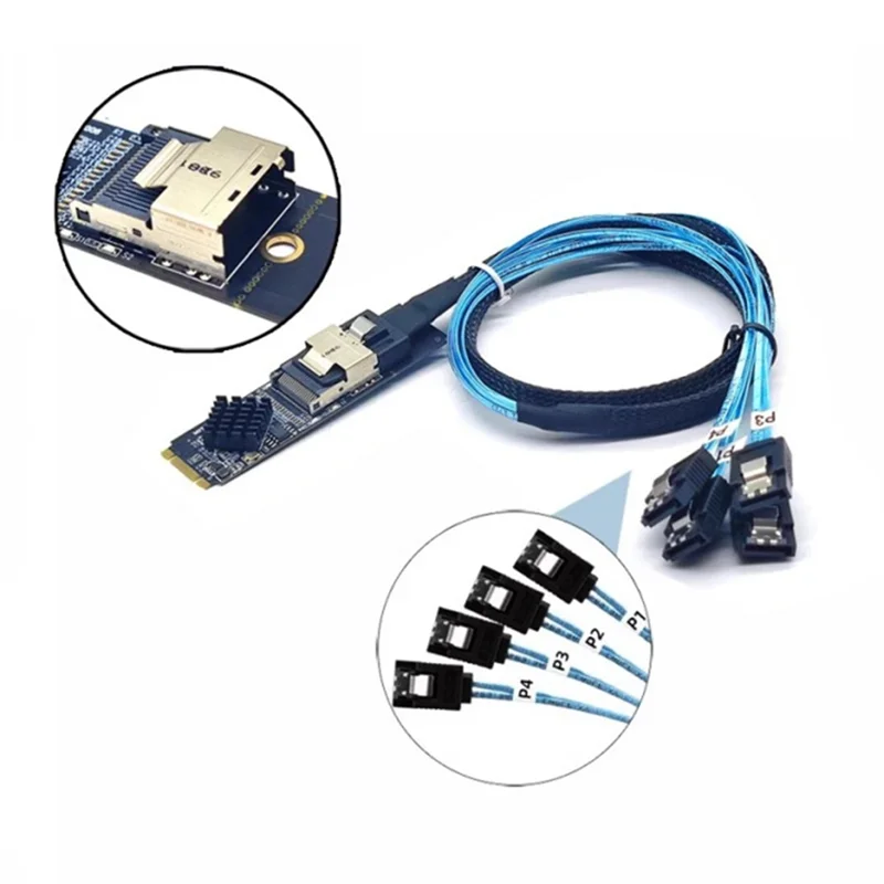 M.2 NVME Naar SFF 8087 Uitbreidingskaart, ASM1064 Controller M.2 NVME