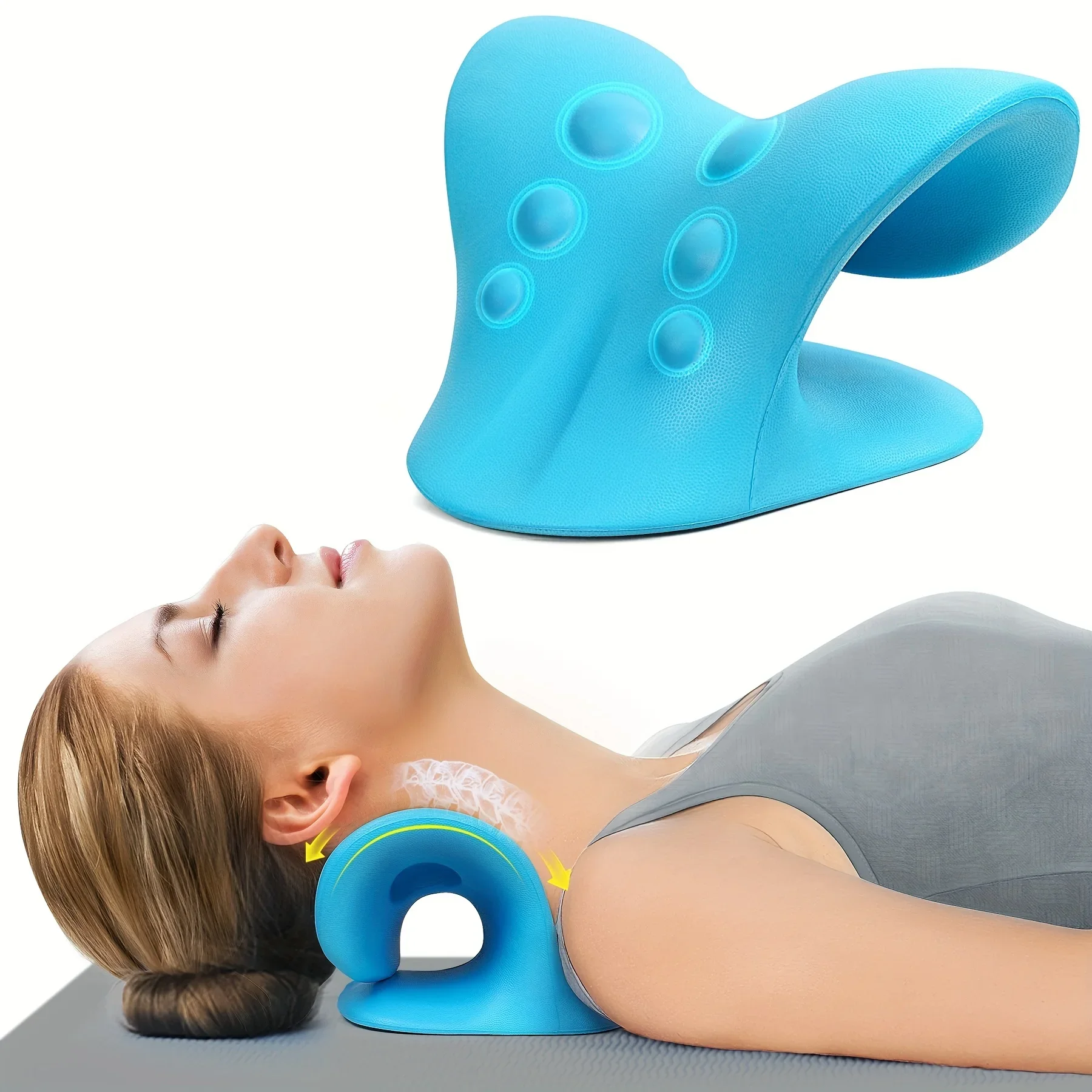 Unverzichtbares Gerät zur Nacken- und Schulterverlängerung und Entspannung im Auto, Traktionsgerät zur Massage der Halswirbelsäule, Seitenkissen – Detail 1