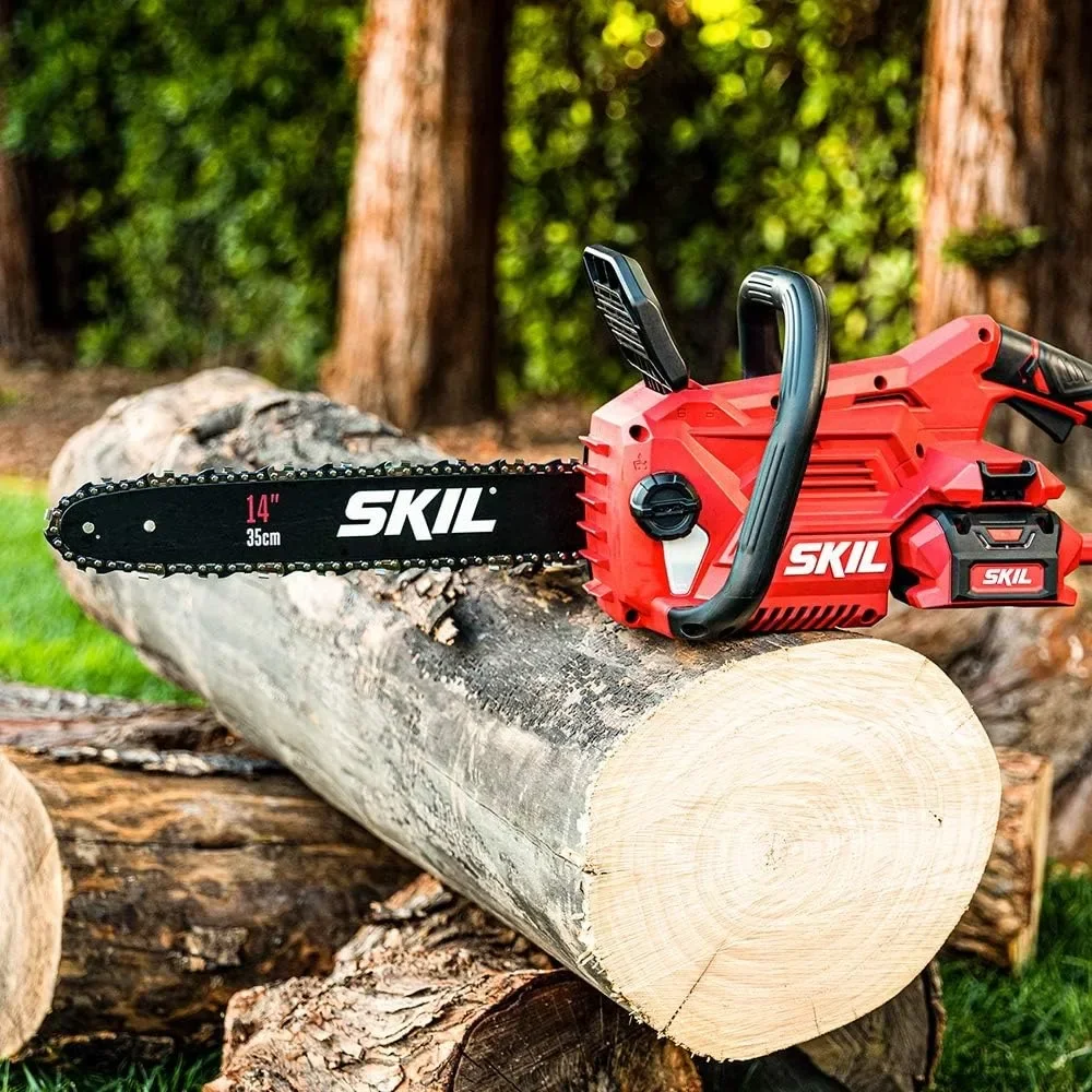 40V 14”Lightweight Chainsaw Kit with Tool-free Chain Tension & Auto Lubrication,Includes 2.5Ah Battery and Auto PWR Jump Charger 2