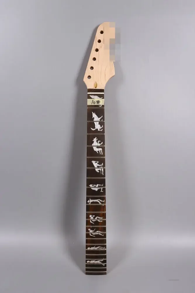 

Yinfente Electric Guitar Neck 22 Frets 25.5 Inch Maple Rosewood Fretboard Truss Rod Adjust At Headstock Wolf Inlay Bolt on Heel