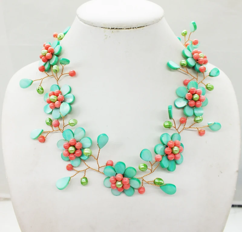 no-0290-natural-sea-shells-coral-and-freshwater-pearls-hand-knit-flower-necklace-classic-woman-jewelry