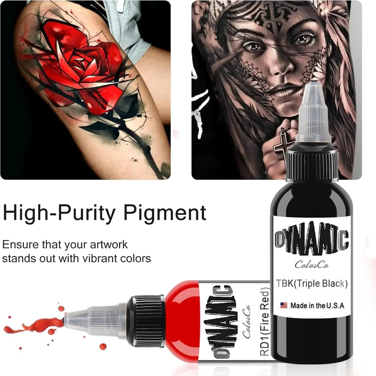 Pigmento per Tatuaggi Nero Bianco Rosso 30ML, Inchiostro Professionale per Tatuaggi Fai-da-Te, Pigmento Permanente per Tatuaggi, Pigmento per Body Painting - immagine 3