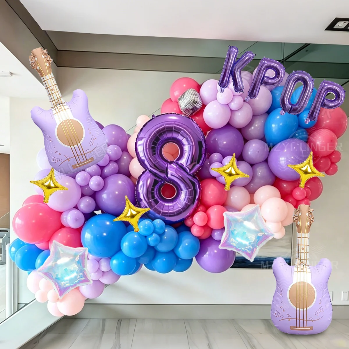 Vibrant Purple Music-Themed Party Decorations Set
