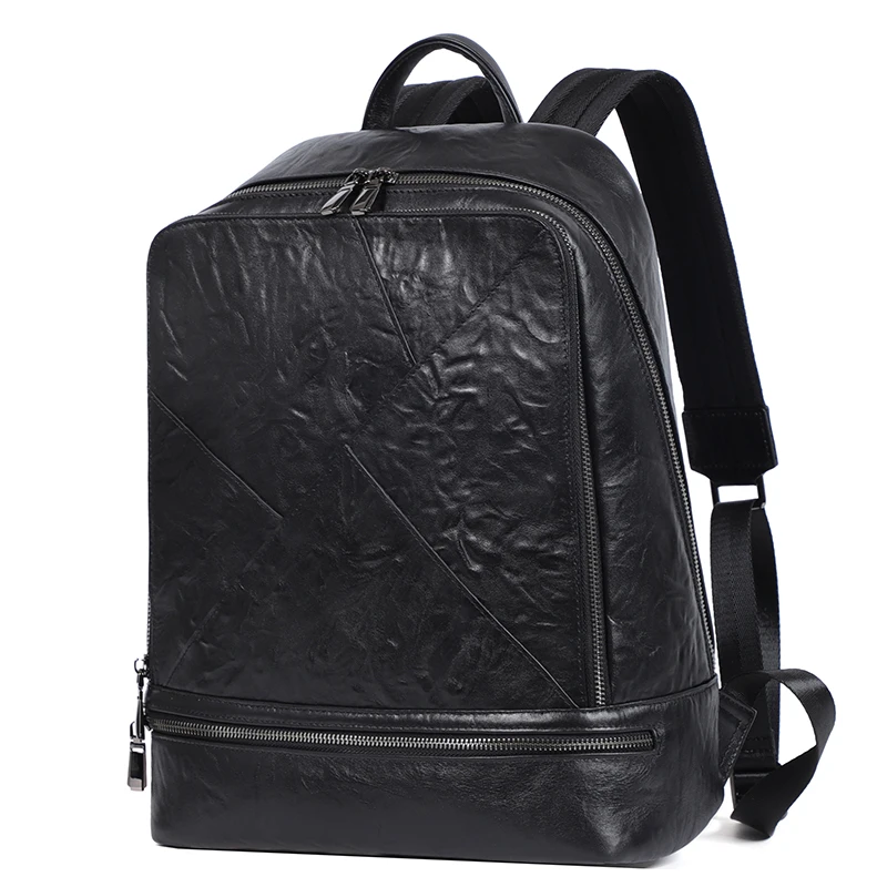 

2023 Men Backpack Genuine Leather Bagpack Large Laptop Backpacks Male Mochilas Black Schoolbag For Teenagers Boys Travel Bags