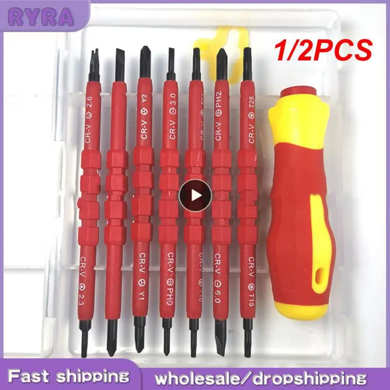 

Набор изолированных отверток 1/2 шт., комплект комбинированных инструментов для технического обслуживания электрика, мощный магнитный Набор инструментов для ремонта электрика