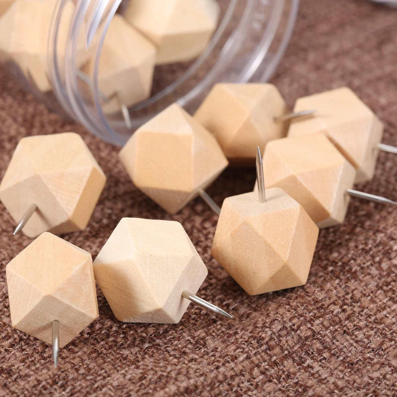 Wooden Thumbtack Board Pins Polyhedron Push Pins Drawing Photo Wall Mounted  Studs Nail Cork Board Map Location Marker 15pcs/box - Pins & Pincushions -  AliExpress