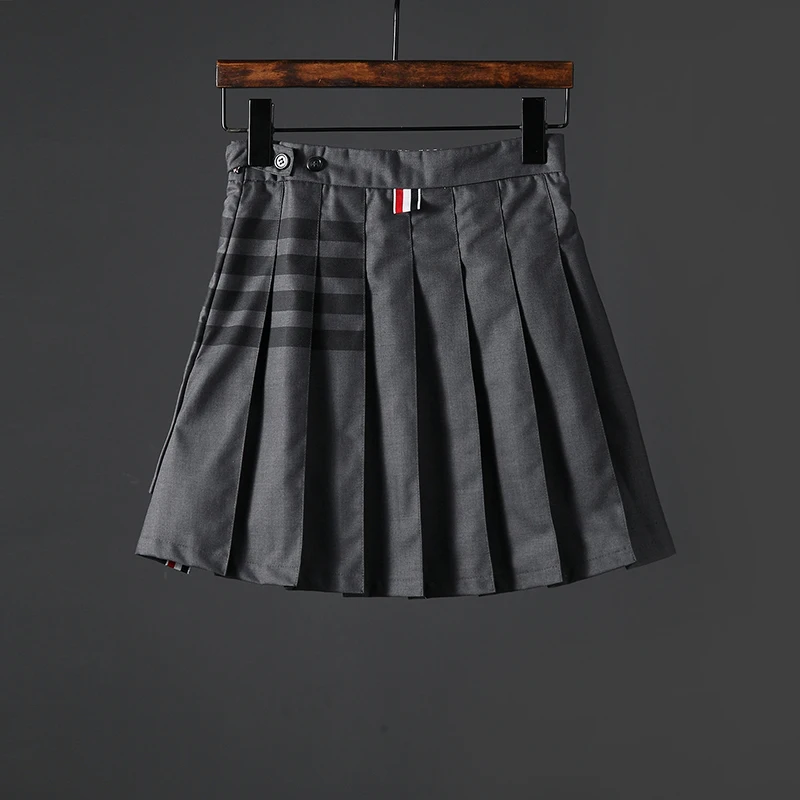 

TB THOM Women's Short Skirts Korean Classic 4-Bar Striped Pleated Skirt Summer Trendy Casual Daily Outdoor Sports Sexy Dress