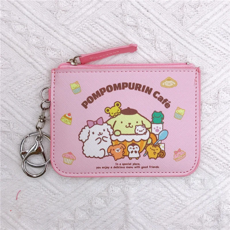Sanrio Pu Wallet Cute Pompom Purin Children Toy Coin Purse Anime Sanrios Bag Women Kawaii Children Toys Bags Cartoon Girls Gift Plush Coin Purse
