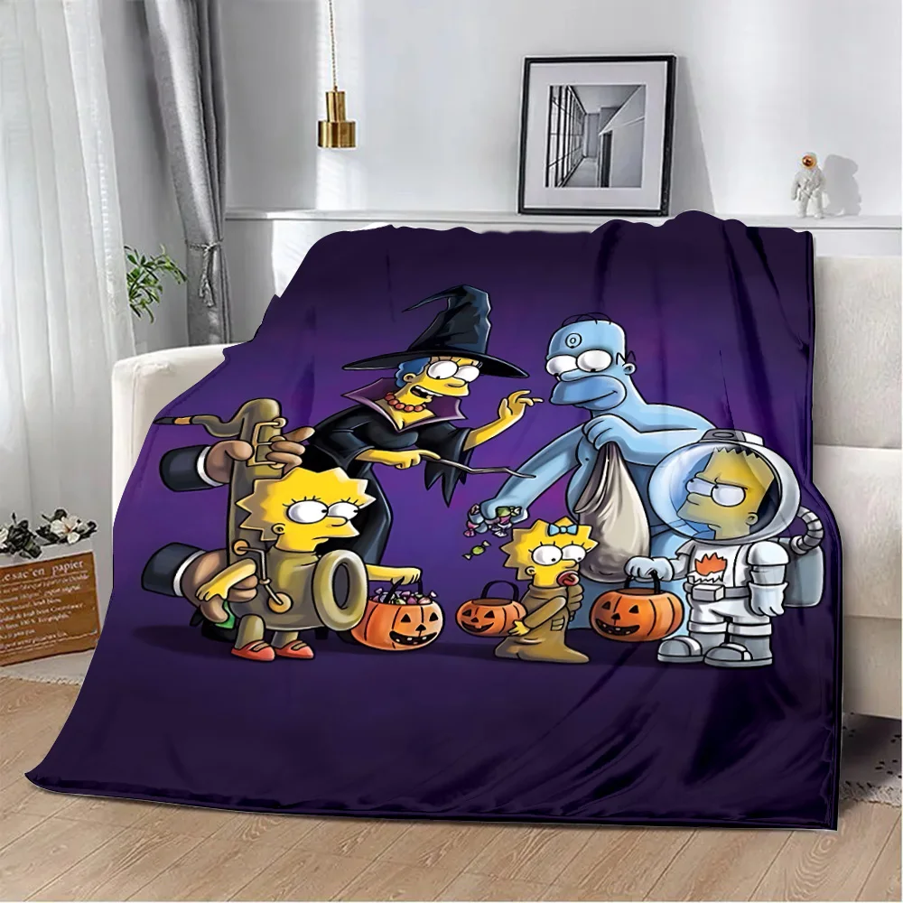 Funny Cartoon S-Simpson Printed Blanket Picnic Blankets Warm Blanket Soft and Comfortable Blanket Home Travel Birthday Gift 2