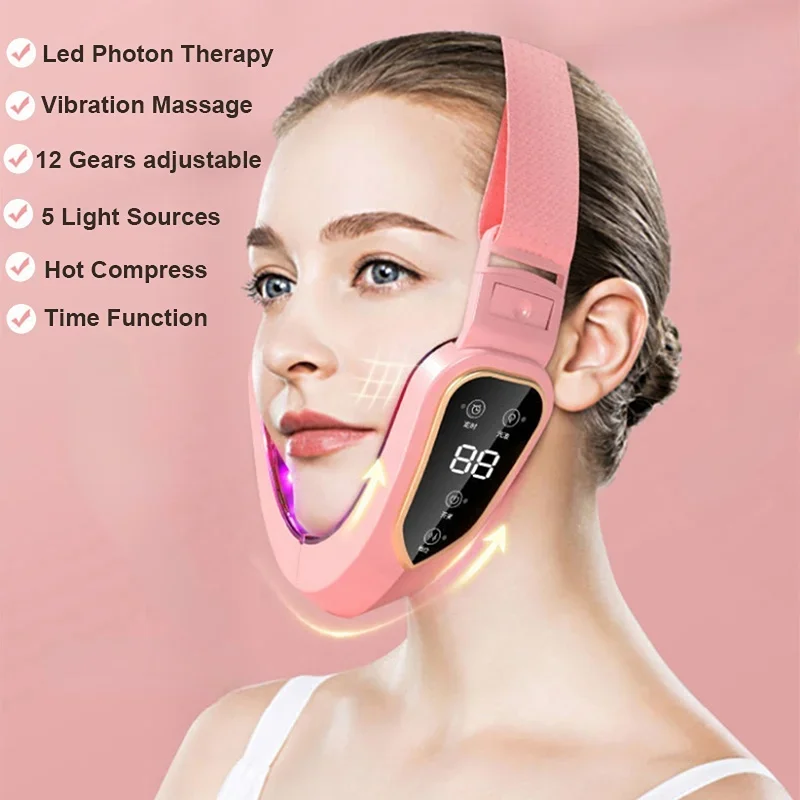 V-Face LED Photon Therapy Facial Slimming Vibration Massager Facial Lifting Device Facial Heated Double Chin Vibration Massager