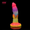 FAAK New Luminous Tiny Dildo With Suction Cup Glow in Dark Colorful Knot Penis For Beginners Female Masturbator Anal Massage 1