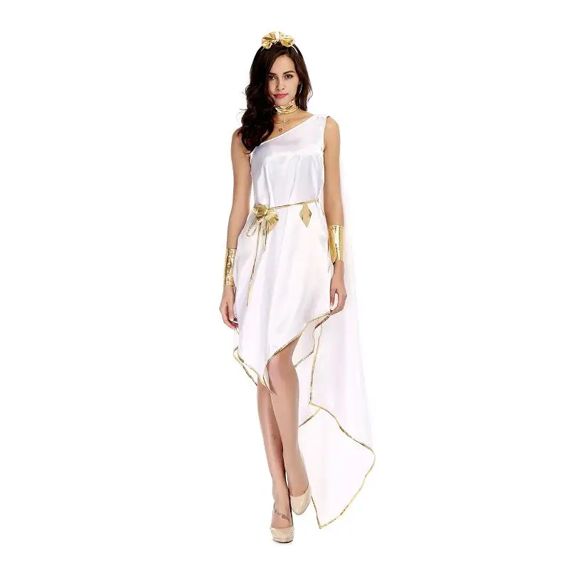 

White Greek Goddess Cosplay costumes Cute Roman Princess Costume Athena Costume Halloween for Women Funny Dress