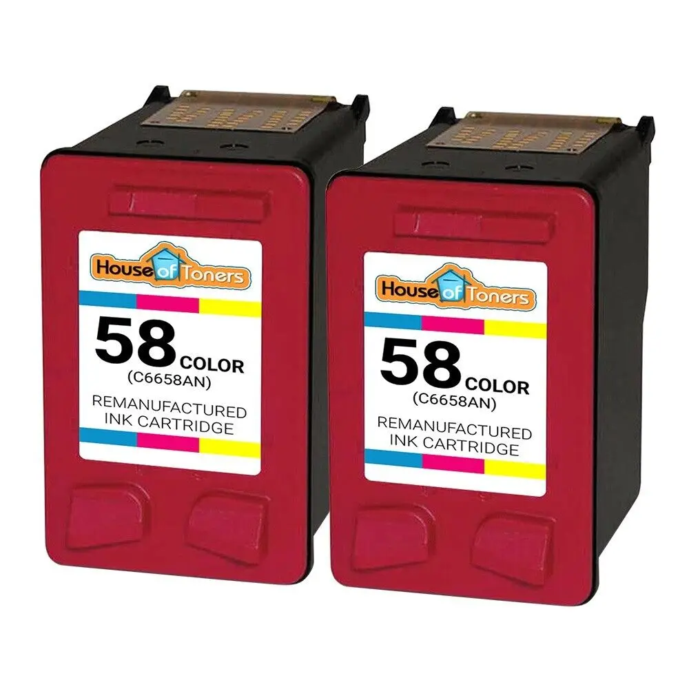 2pk Remanufactured HP 58 Color for Photosmart 7150 7260/v/w 7350/v/w 7450/v/xi