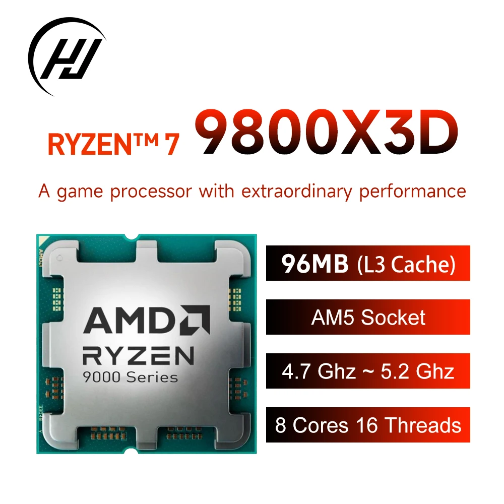 AMD R7 9800X3D Ryzen&trade; 7 9800X3D Gaming CPU Processor 8-Core 16-Thread 5.2 GHz L3 = 96M TDP 120W Socket AM5