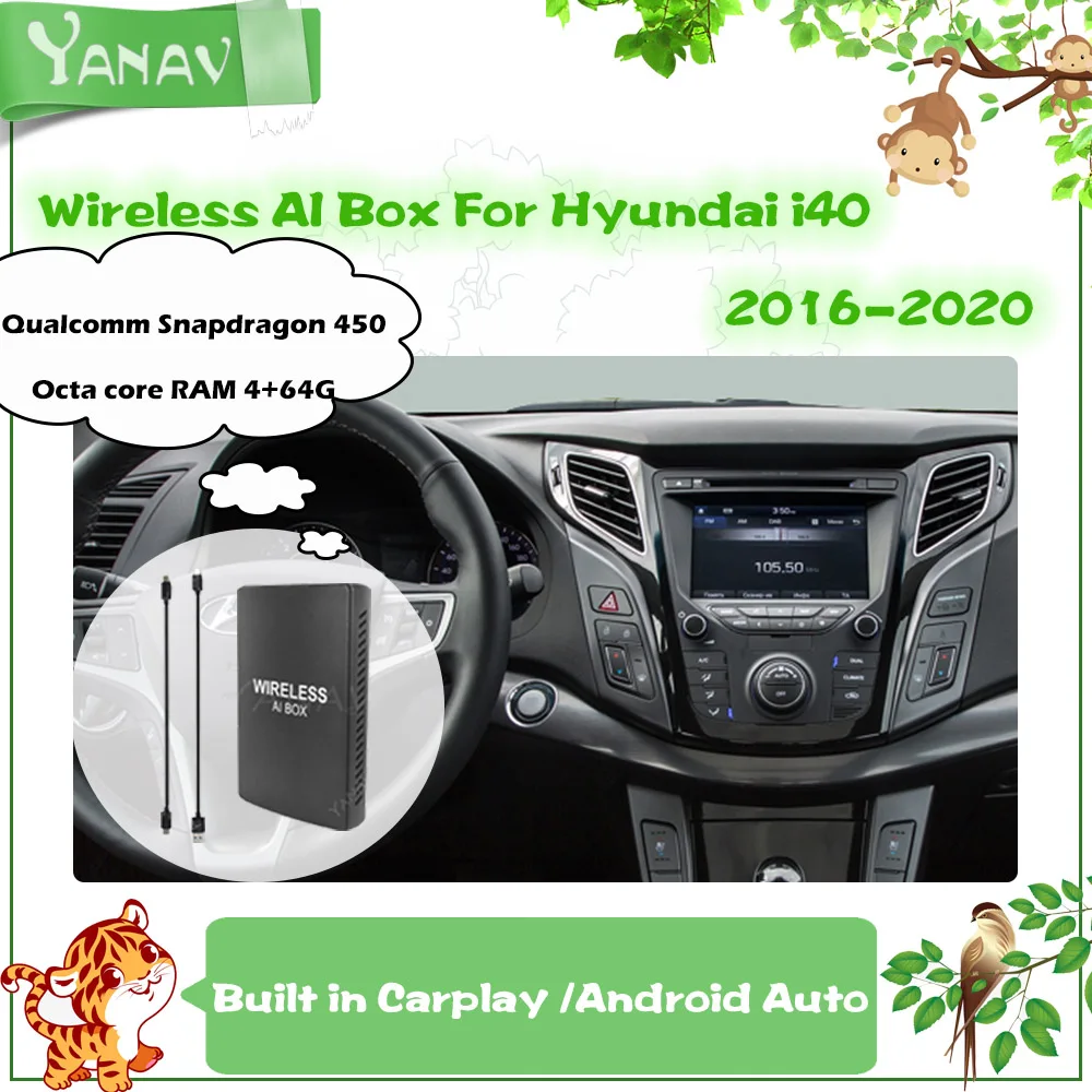 Android Carplay Wireless AI Box per Hyundai i40 2016 2020 450