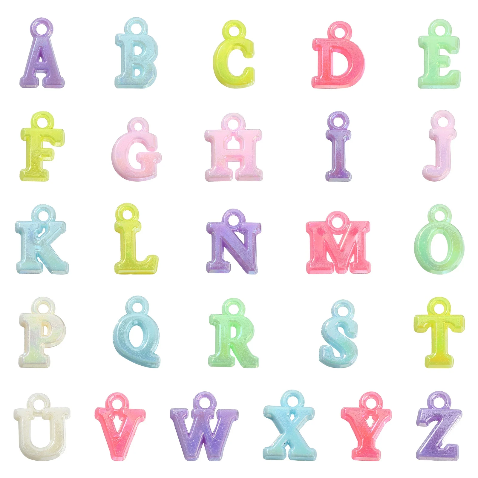 PandaHall 1000 Stück Zufällige Macaron-Farbige Acryl-Alphabet-Anhänger AB-Farbige Acryl-Buchstaben-Anhänger für Halsketten-Schmuckherstellung – Detail 8